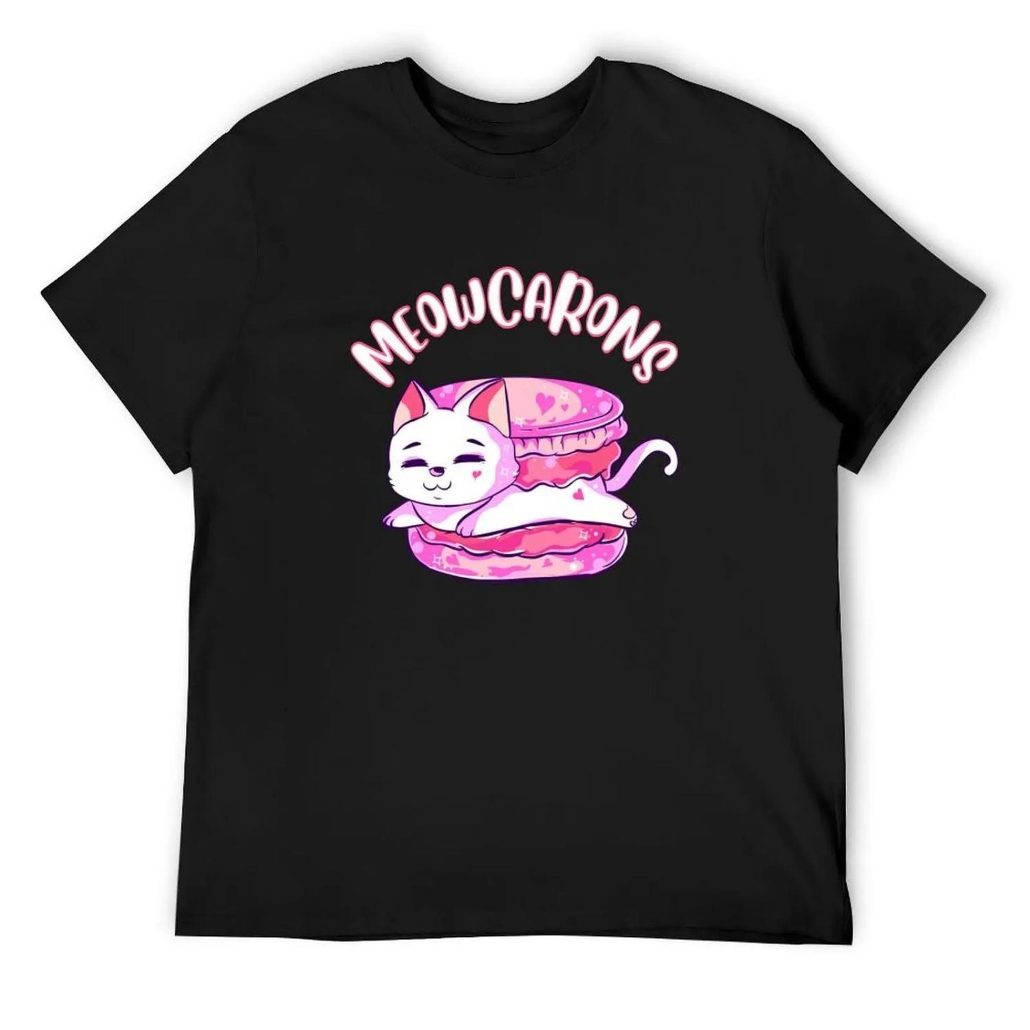

Cat Macarons French Cookie Japanese Kawaii T-Shirt summer top anime stuff Funny t-shirts plus size tops men tshirt XXXXXL чорний