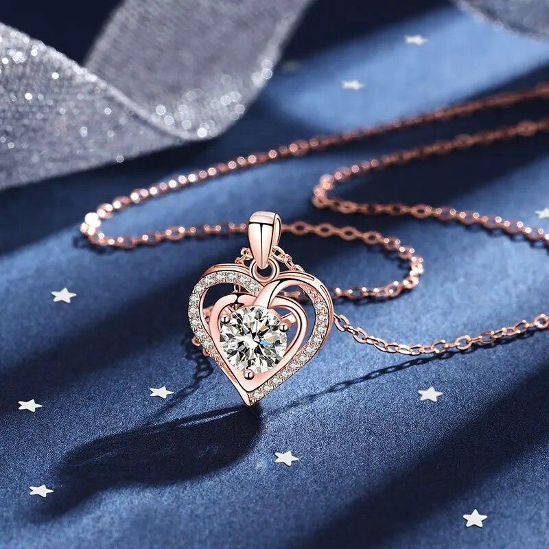 

Цвет D, 1 карат, 100% стерлинговое серебро 925 пробы, ожерелье с муассанитом для женщин, отличная огранка, выращенный в лаборатории бриллиант, модный GRA