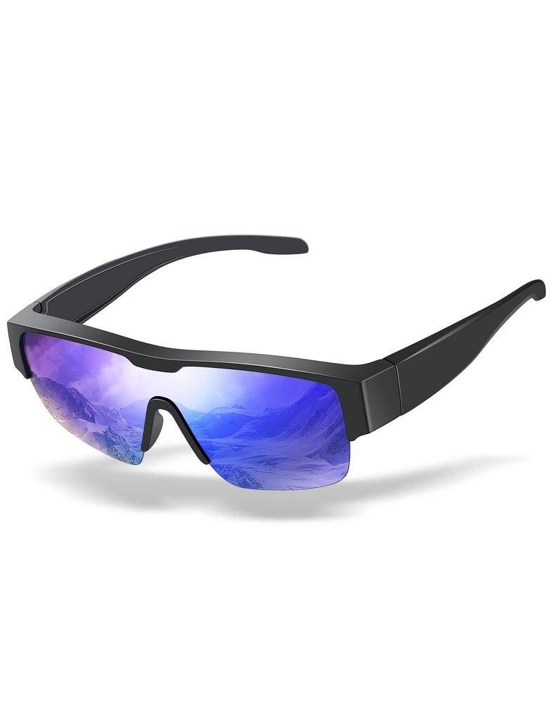 Polarized Sports Sunglasses with UV400 Lightweight Available in 4 Perfect for and Outdoor Includes Overglasses for Set Mirror Br'Guras Half-Rim