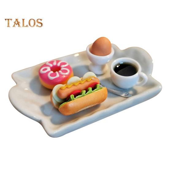 

Набір мініатюрних пончиків Аксесуари для лялькового будиночка Набір булочок для кавових хот-догів Глиняні міні-пончики з керамічним підносом для декору кухні лялькового будиночка Пекарня Кав ярня B