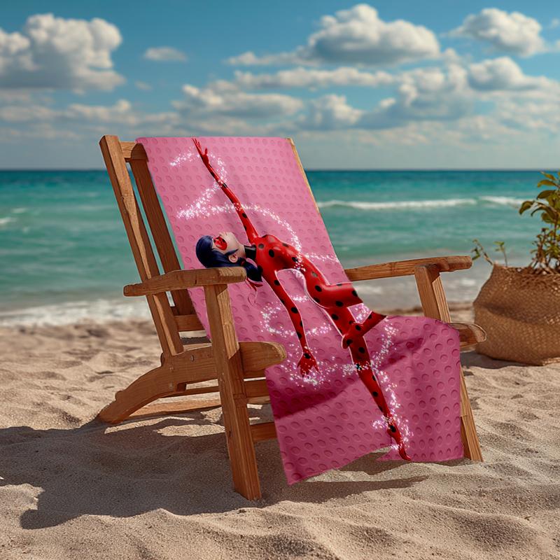 Ultra-Soft Beach Towel with Ladybug Theme,Ideal for Pool - Camping, Diving - Perfect Travel Essential, Vibrant Beach Towel.