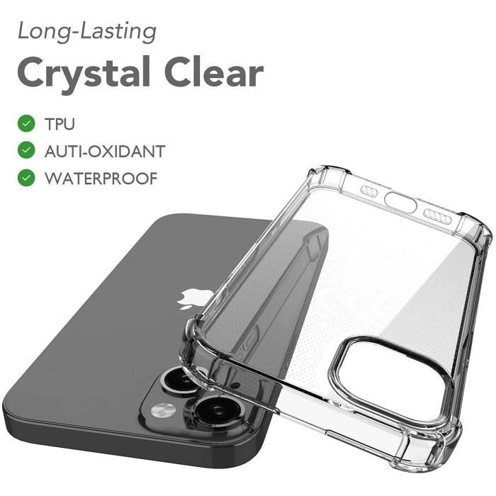 Coque - TPU - iPhone 13 mini - Antichoc - Transparent - 2 Verres Trempés