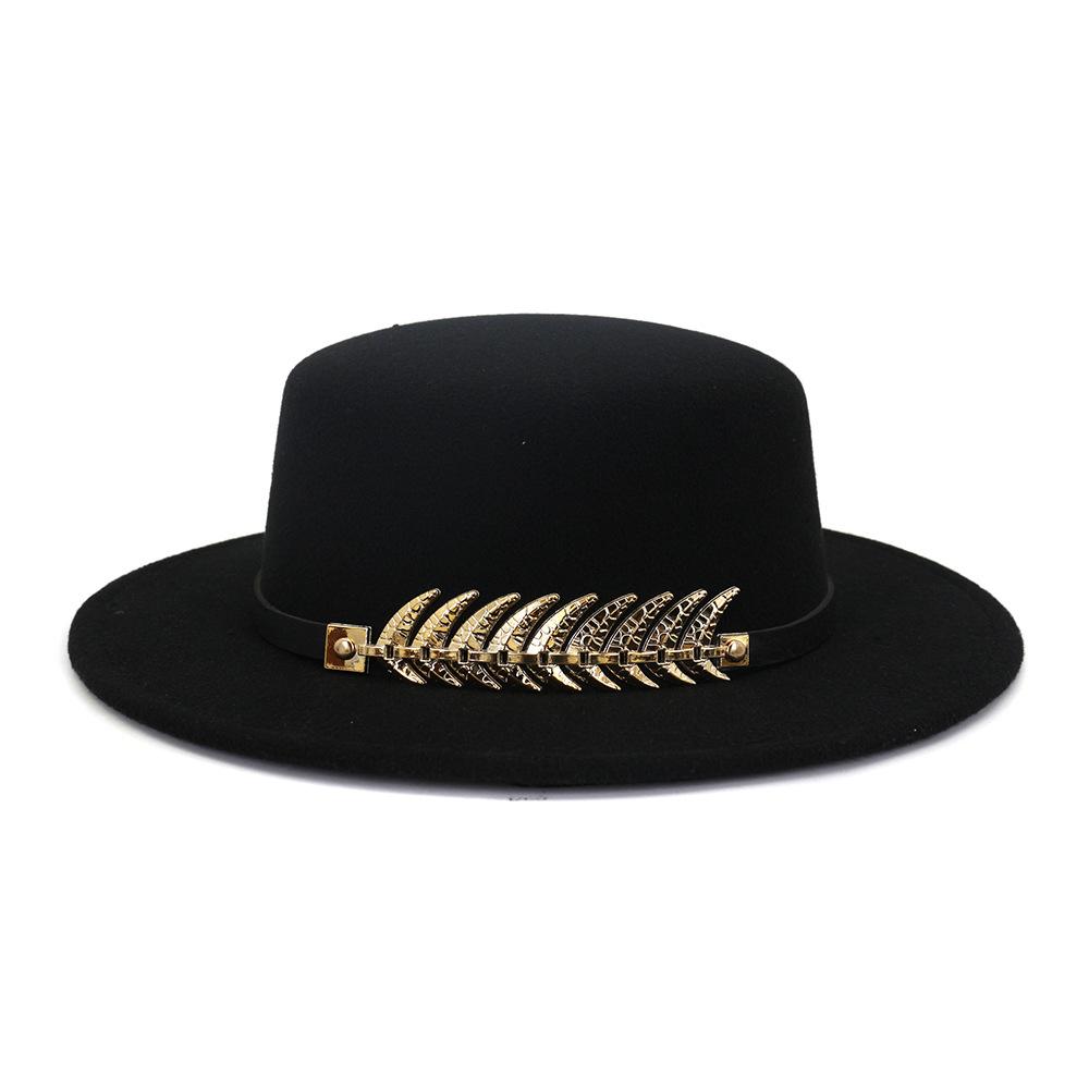 

X4019 Вовняні капелюхи Fedora для дорослих із плоским верхом. Капелюх-канотьє з широкими полями. Модний вовняний капелюх із плоским верхом. Adjust чорний