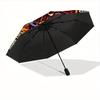 1pc Mayan Calendar Skull Automatic Open/close Umbrella, 8-Rib Sturdy Structure, Portable Travel Umbrella, Parties, Everyday Use, Outdoor Acc