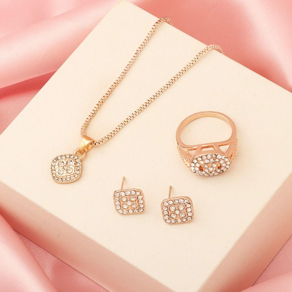6Pcs/set Shiny Rhinestone Jewelry Set Luxury Necklace Bracelet Earrings Set  Gifts