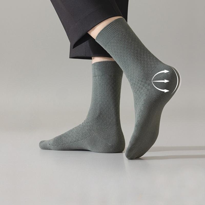 5 Pairs/lot Men Fiber Socks Solid Color Business Breathable Tube Long Sock Spring Autumn Large Size EU39-44