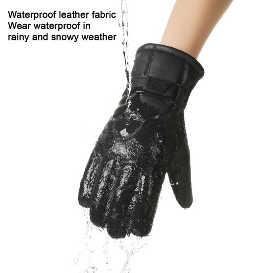 Yousheng 1 Pair Thermal Riding Gloves Waterproof Windproof Touchscreen Gloves Thermal Fleece Running Ski Work Motorcycle Gloves for Cold Weather
