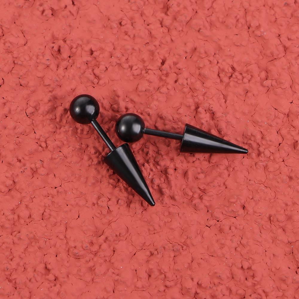 Gothic Spike Cone Tip Round Ball Men Fashion Jewelry Piercing Earrings Titanium Steel Ear Stud