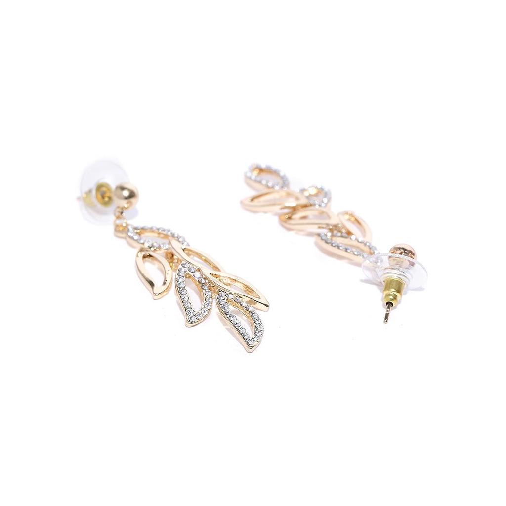 Jewellery Valentine Gifts Collection Swiss Zircon Leaf Shape Earrings for Girls and Women
