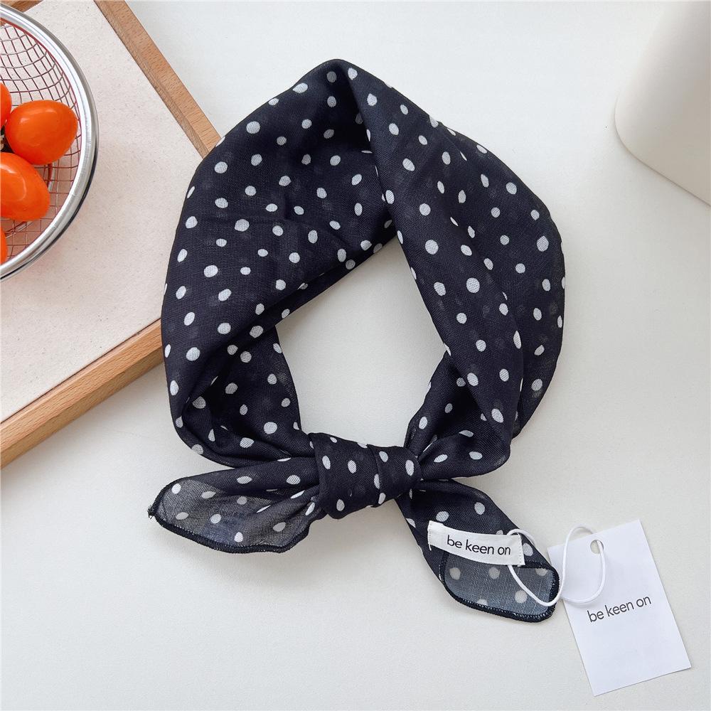 Koreanisches Trendiges Frühlings-Gepunktetes Seiden-Kopftuch - Quadratisches Mode-Tuch für Damen für Haare, Hals und Dekoration