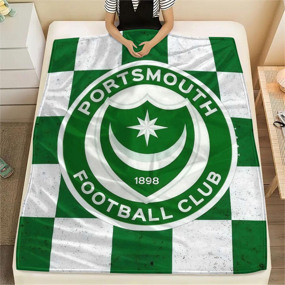 1PC Portsmouth Football Club Patterned Flannel Blanket Suitable For All Seasons for Home Decor Warmth and Comfort Gifts Holiday Present