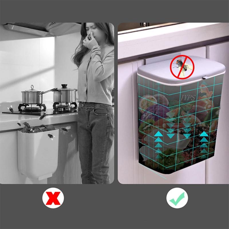 Coș de gunoi de perete 9/7L pentru bucătărie, pentru reciclare, coș de gunoi, coș de gunoi pentru toaletă, coș de gunoi agățat cu capac pentru ușa dulapului de bucătărie