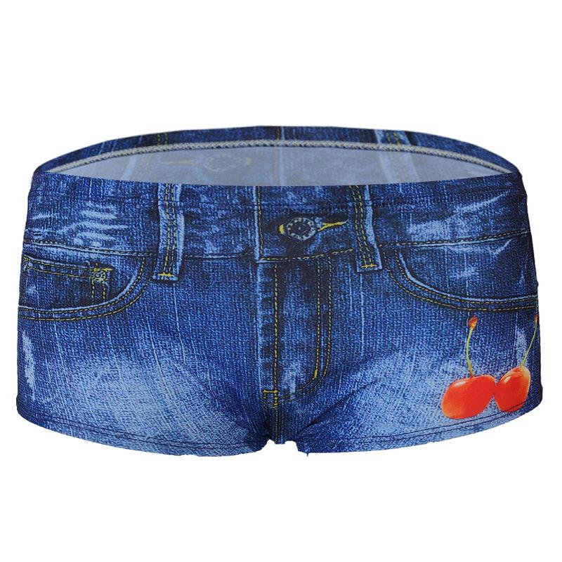 Women's Milk Silk Printed Denim Boyshorts - Comfortable, Breathable, Elastic, Sexy Shorts