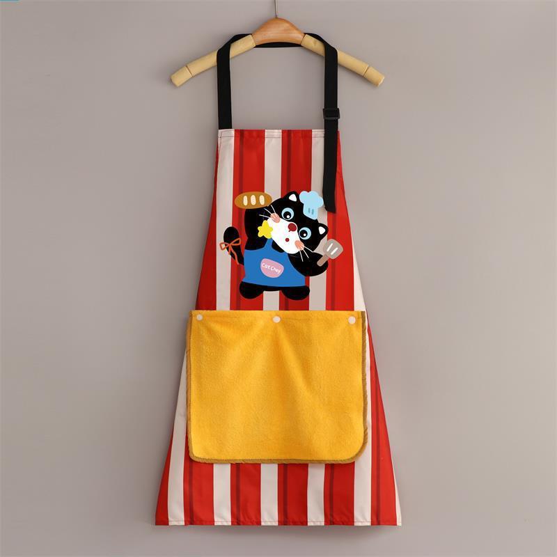 Cute Chef Cat Kitchen Apron Non-Toxic Fabric Adjustable Strap Big Pocket for Parent-Child Cooking Baking