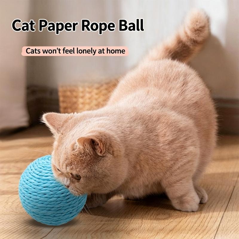 Kitten Interactive Ball Chew Toy Teething Soft Cats Toy Sisal Ball Oversized Attractive Ball Shape Teething Toy