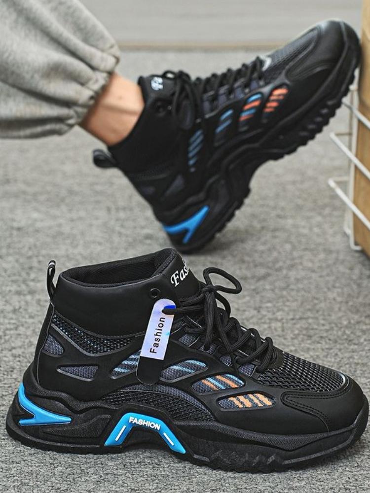 High Top Mesh Upper Breathable Thick Platform Men's Casual Sneakers Basketball Trends Low Price High Quality Male Sports Shoes
