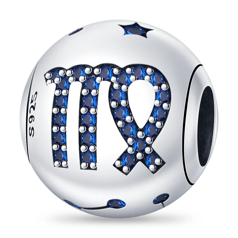 Charm Plata Authentic 12 constellation beads Water, Earth, Fire and wind round bead charm Compatible With 3MM bracelet key chain
