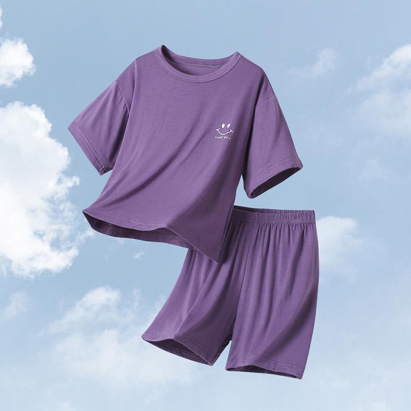 Kids Summer Modal Pajamas - Short Sleeve Thin Sleepwear for Boys & Girls 80 - Height 65-75cm