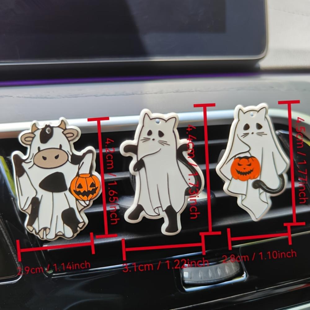 Auto-Lufterfrischer-Clips Geist Katze Aromatherapie für Lüftungsschlitz Gruselige Kuh Halloween Langanhaltender Duft Gerüche Reinigung Auto Dekoration
