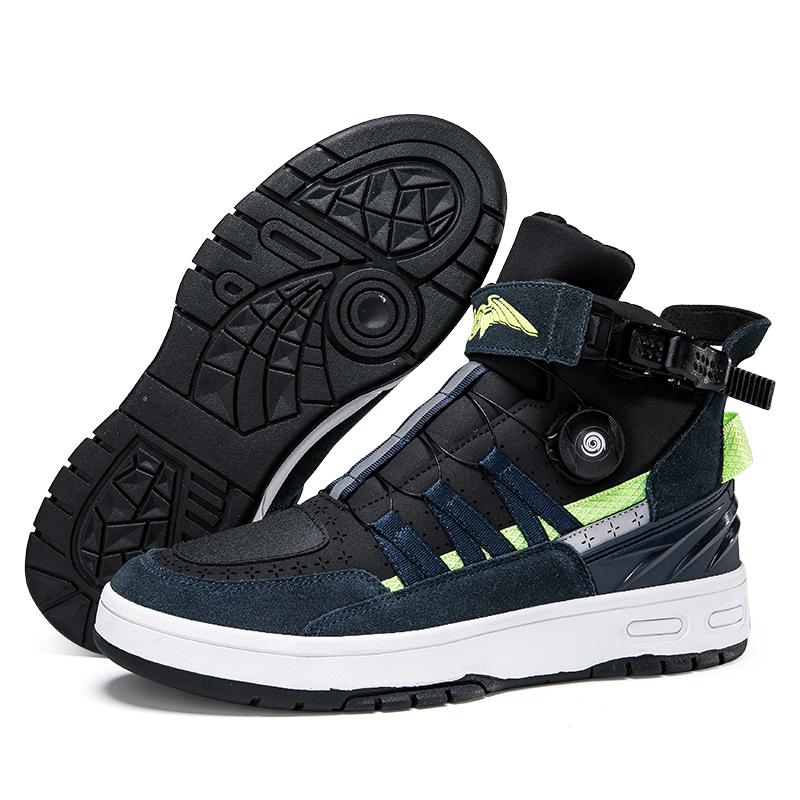 

Мотоциклетные ботинки Four Seasons, большие размеры, вращающиеся кнопки, кожаные противоскользящие, противоударные, мотоциклетные ботинки, мужская спортивная обувь 42 зелёный/чёрный