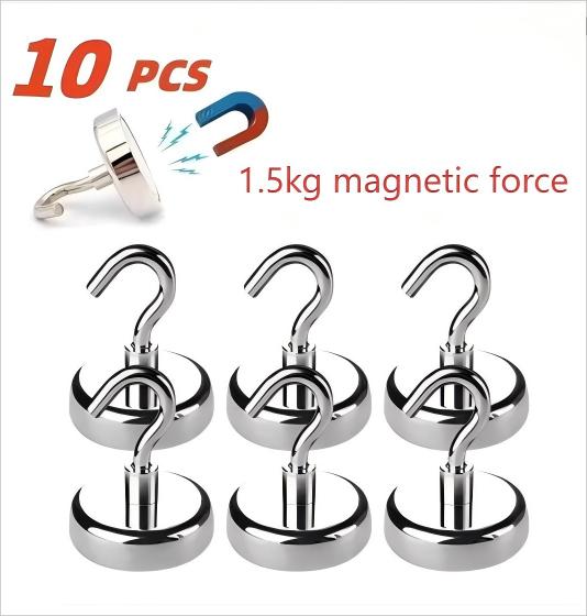 6 Stück Schwarzer Magnethaken 15 lbs (Ca. 7 kg) Innenaufhängungen, Küchen, Arbeitsplätze, Büros und Garagen