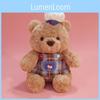 Teddy Bear Plush Toy With Checkered Apron And Eyeglass Decor For Kids And Comfort