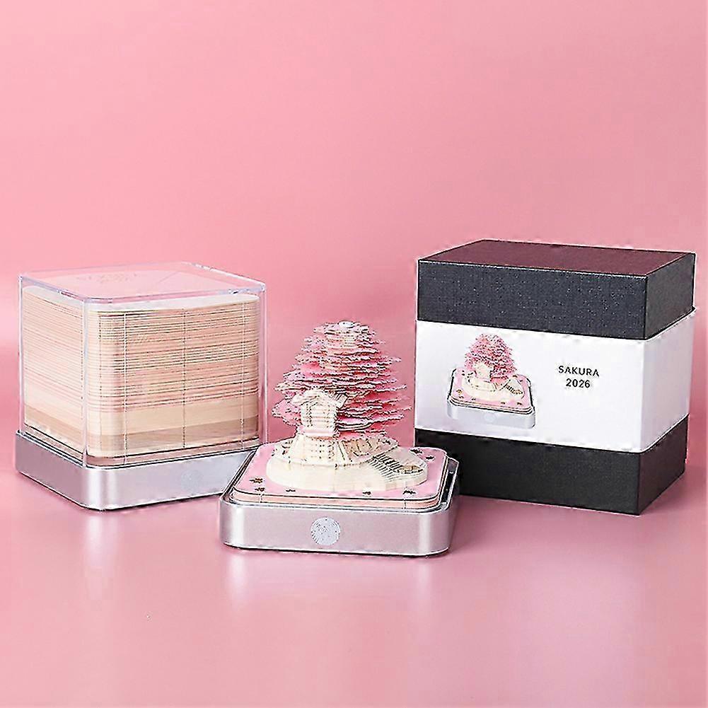 Calendario 3D 2026 Árbol de Sakuras Calendario Reloj 3D de Árbol de Sakura con Luces Regalos