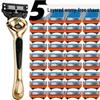 Five-Blade Men's Manual Razor with German-Quality Sharpness