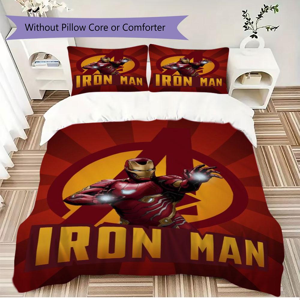Avengers Iron Man Printed Bedding Set 3Pcs Duvet Cover Set For Kids Bedroom No Sheet No Quilt Core