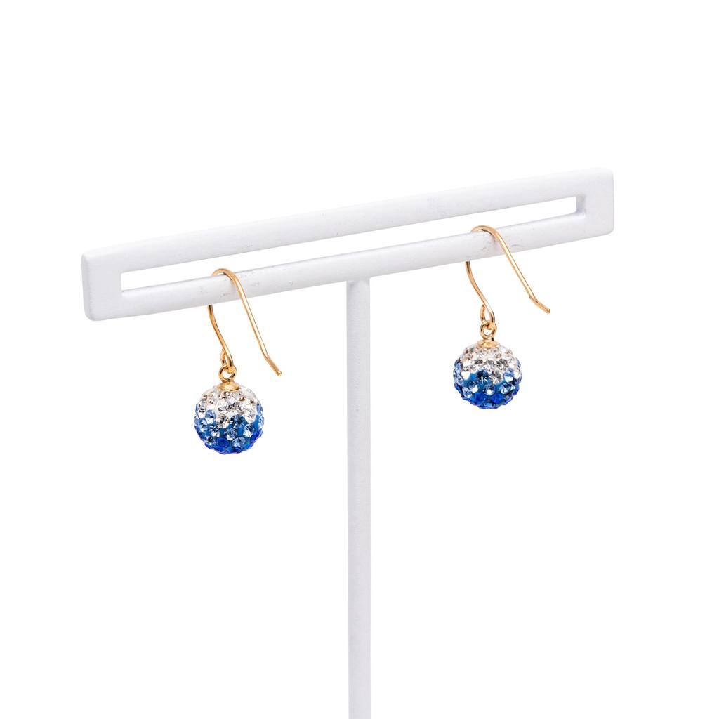 Estelle Rhinestone 10K Yellow Gold Earrings (Blue)