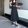 Elegant Jacquard Pleated Skirt for Petite Women - Elastic Waist, Slimming Design, Trendy Chinese Style