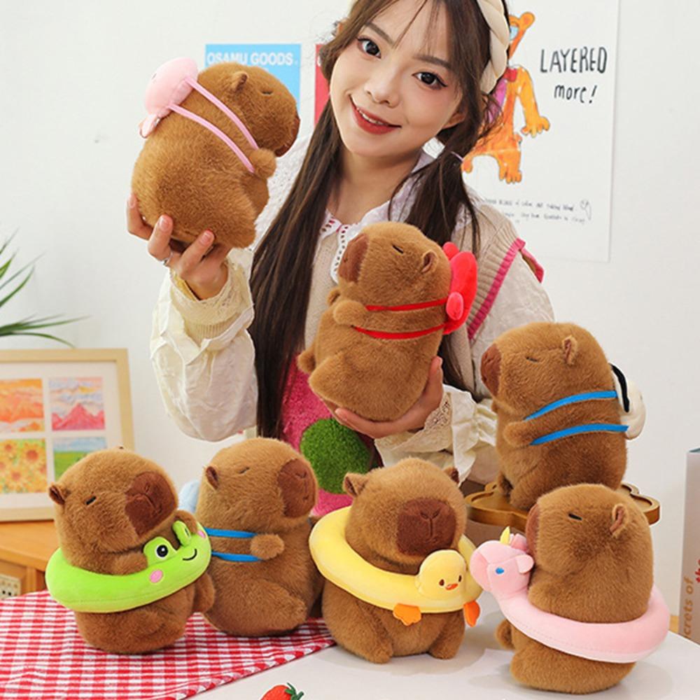 Swimming Circle Simulation Capybara Toy With Backpack Stuffed Capybara Doll  Christmas