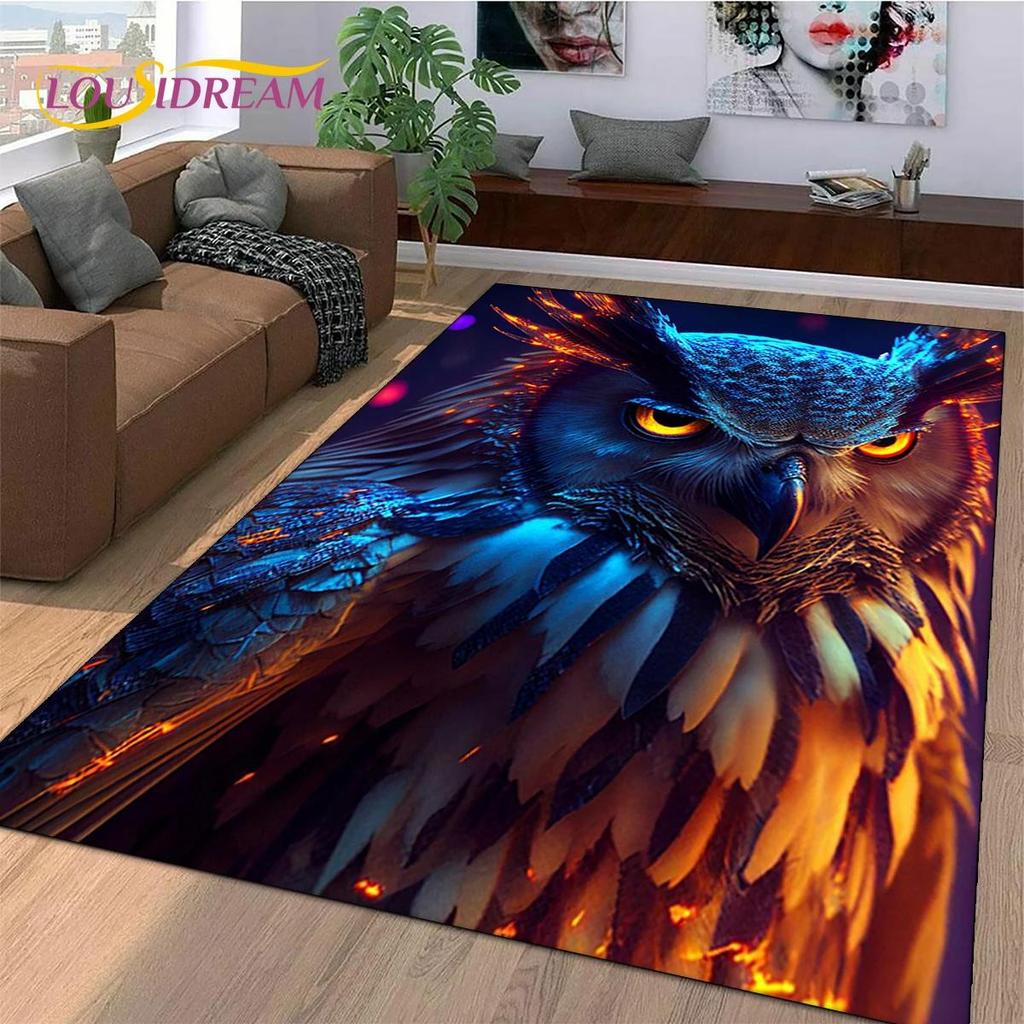 3D roztomilá sova Eagle Birds Kreslený koberec Koberec do obývacího pokoje Ložnice Dekor, podlahová rohož Protiskluzová dekorace na pohovku Rohožka dárek Kid