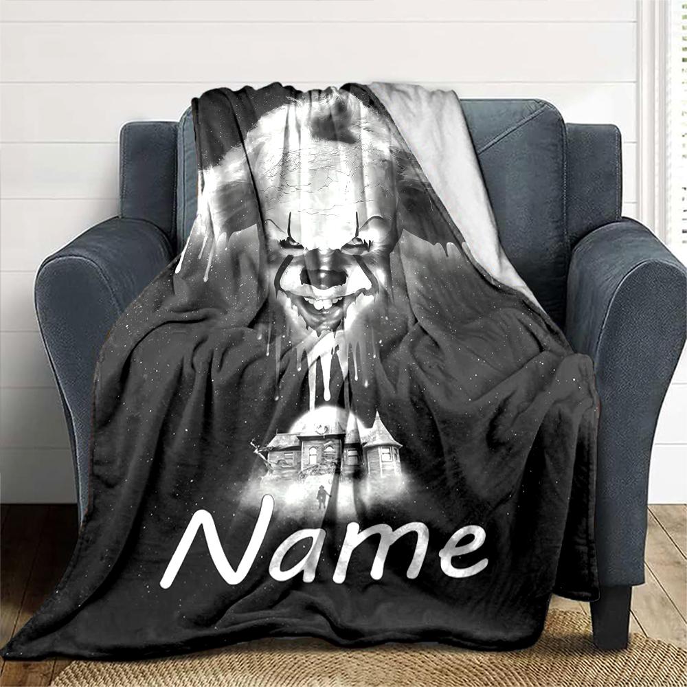 Customiz Name Personality Pennywise the Dancing Clown Blanket Soft &Warm Sofa Office Bed Travel Lunch Break Blanket, Gift Suitable All Seasons