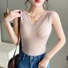 Thermal Underwear Warm Body Tops Vest Sexy Winter Clothing Women Sleeveless Slim Seamless V Neck Lace Side Solid Inner Wear