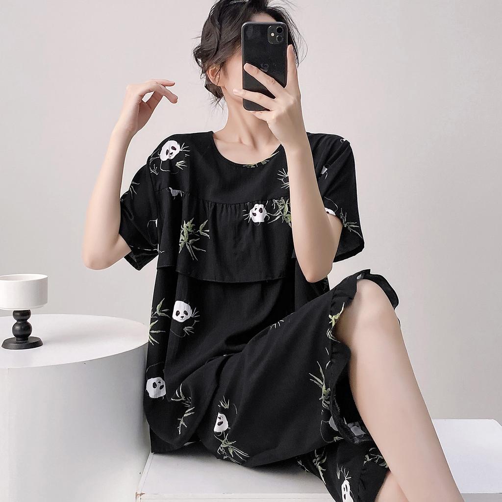 1011 New anti-bump cotton and silk pajamas women's summer ultra-thin short-sleeved trousers cotton and silk set large-size loungewear