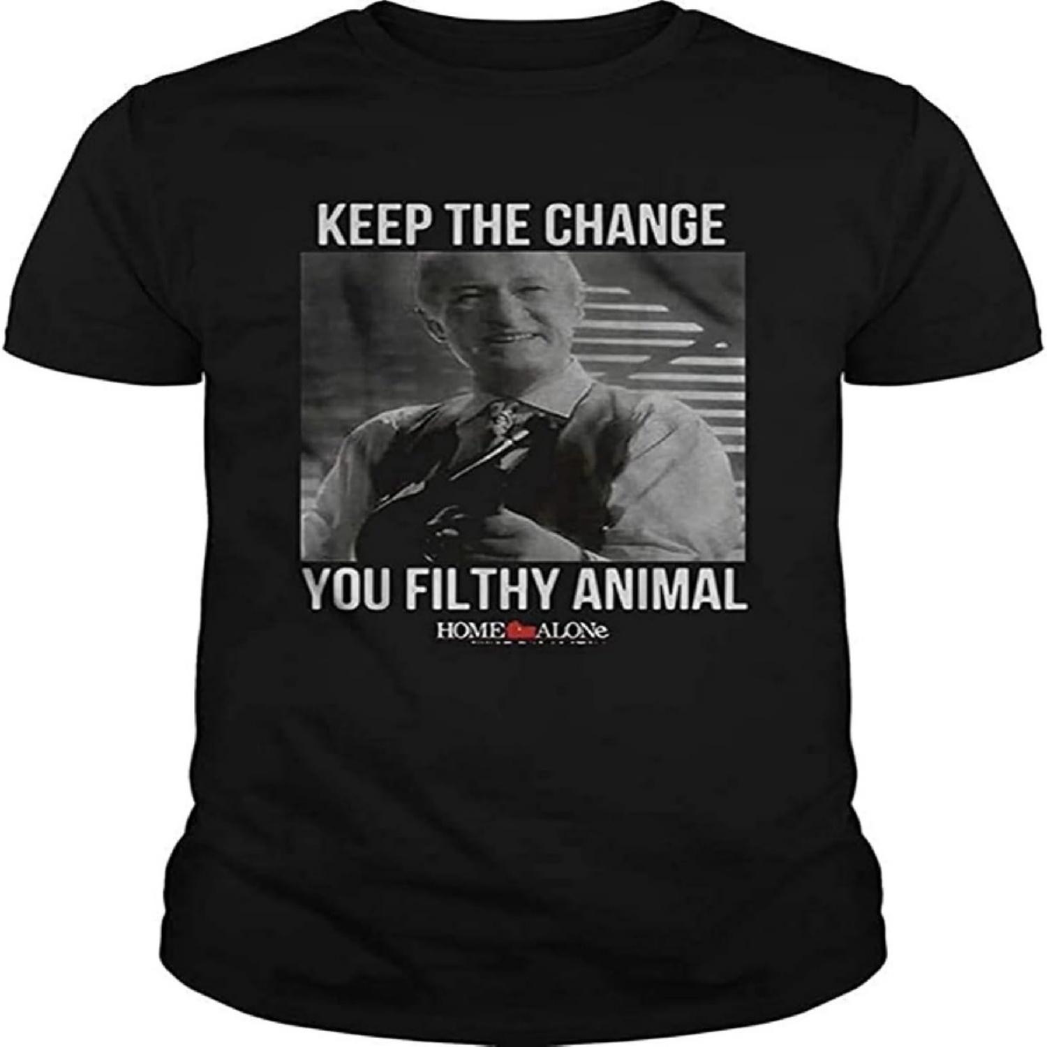 Home Alone Keep The Change You Filthy Animal Men s T-Shirt Unisex Black Tee Clothing S