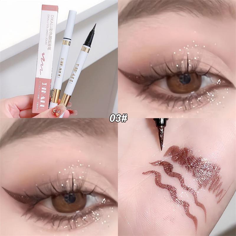 1Pc Glitter Eyeshadow Pen Matte Purple Diamond Eyeliner Pen Waterproof Highlight Brighten Silkworm Makeup Pencil Shiny Eyelids