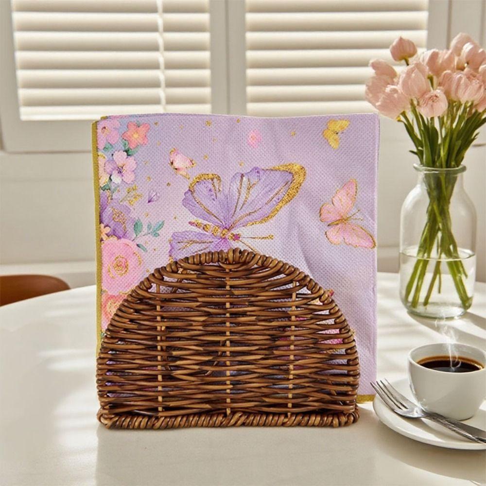 Rustic Style Vertical Napkin Dispenser Retro Tissue Storage Rack Desktop Use