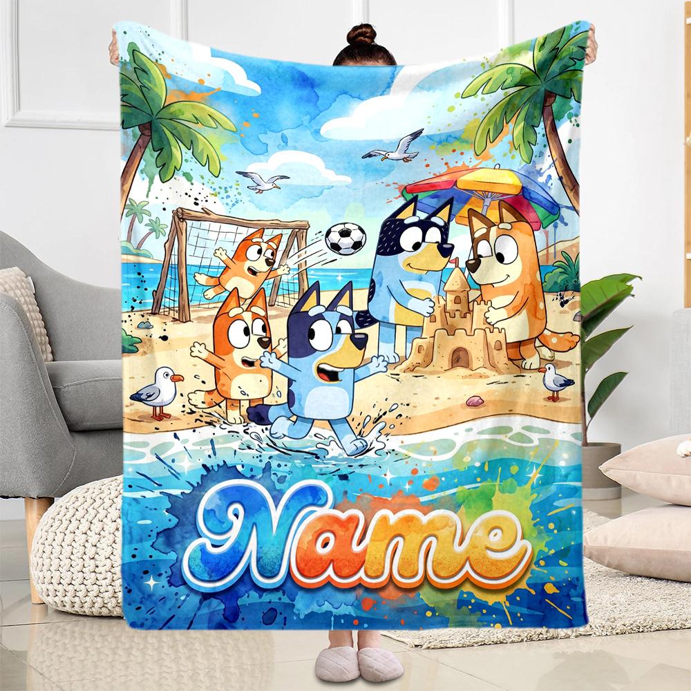 Bluey Soccer Adventure Personalized Name Blanket Throw Personalized Blanket Comfortable for Office Chair Picnics Chair Office for All Occasions