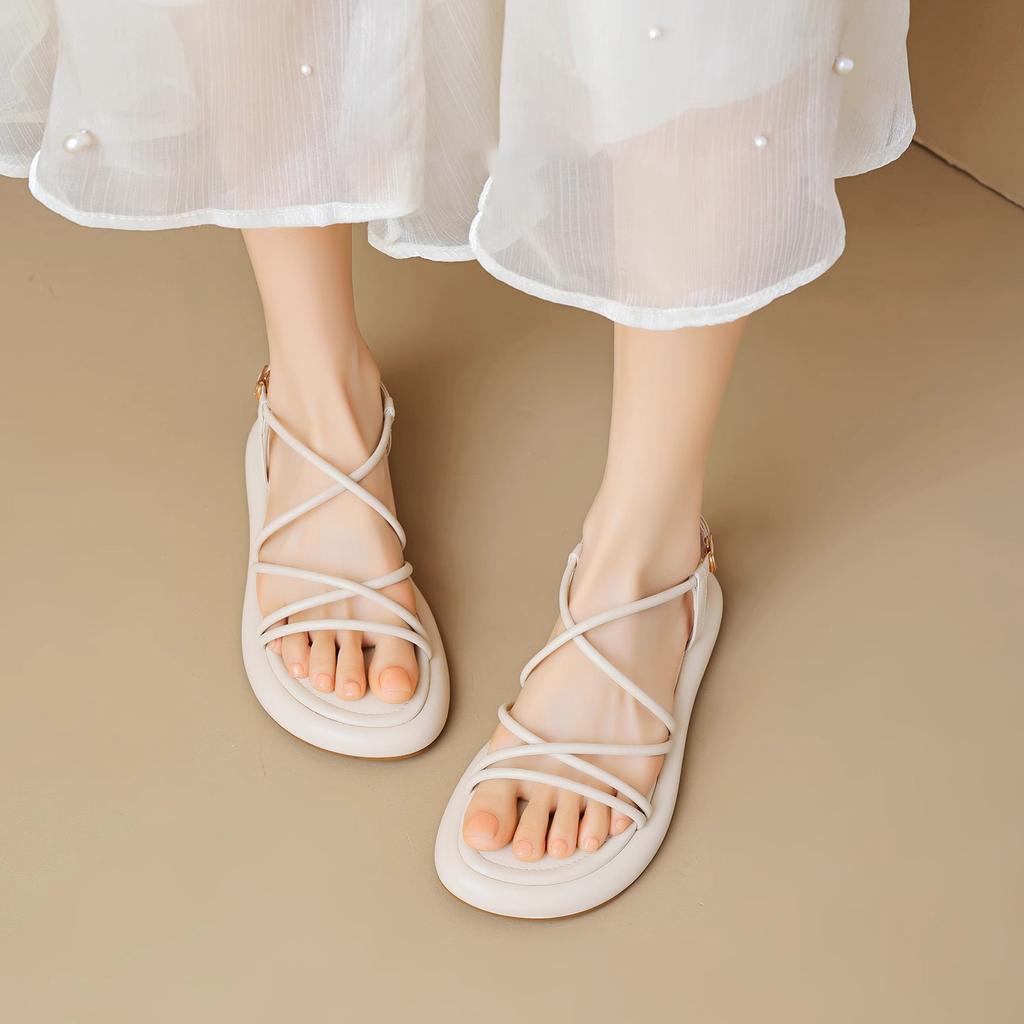 Platform sandals female 2025 summer new fairy style casual soft-soled beach shoes with skirt flat Roman sandals