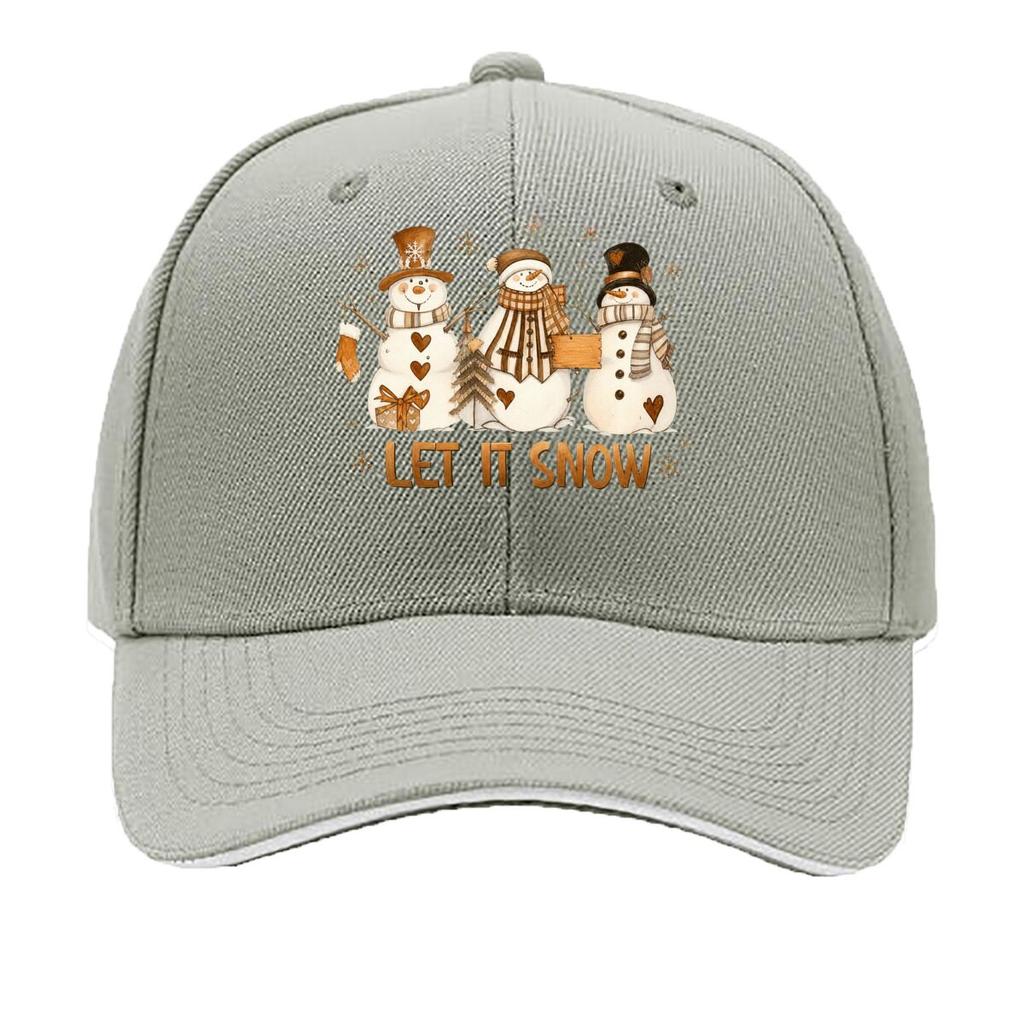 Let It Snow Three SnowUnisex Christmas Winter Design Sandwich Baseball Cap Sun Cap Outdoor Workouts Hat