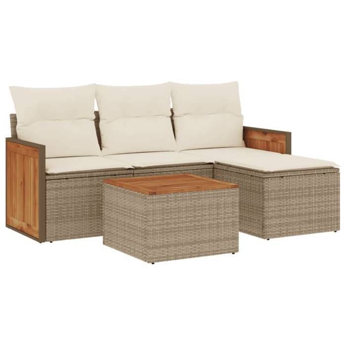 VidaXL Salon de jardin avec coussins 5 pcs beige résine tressée 3259993