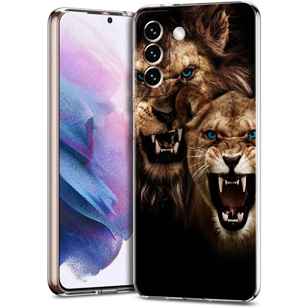 The Lion Phone Case for Samsung Galaxy S24 S23 S22 S20 S21 FE Ultra S24 S23 S10 S10E S9 S8 Plus 5G Transparent Shell Capas Bags