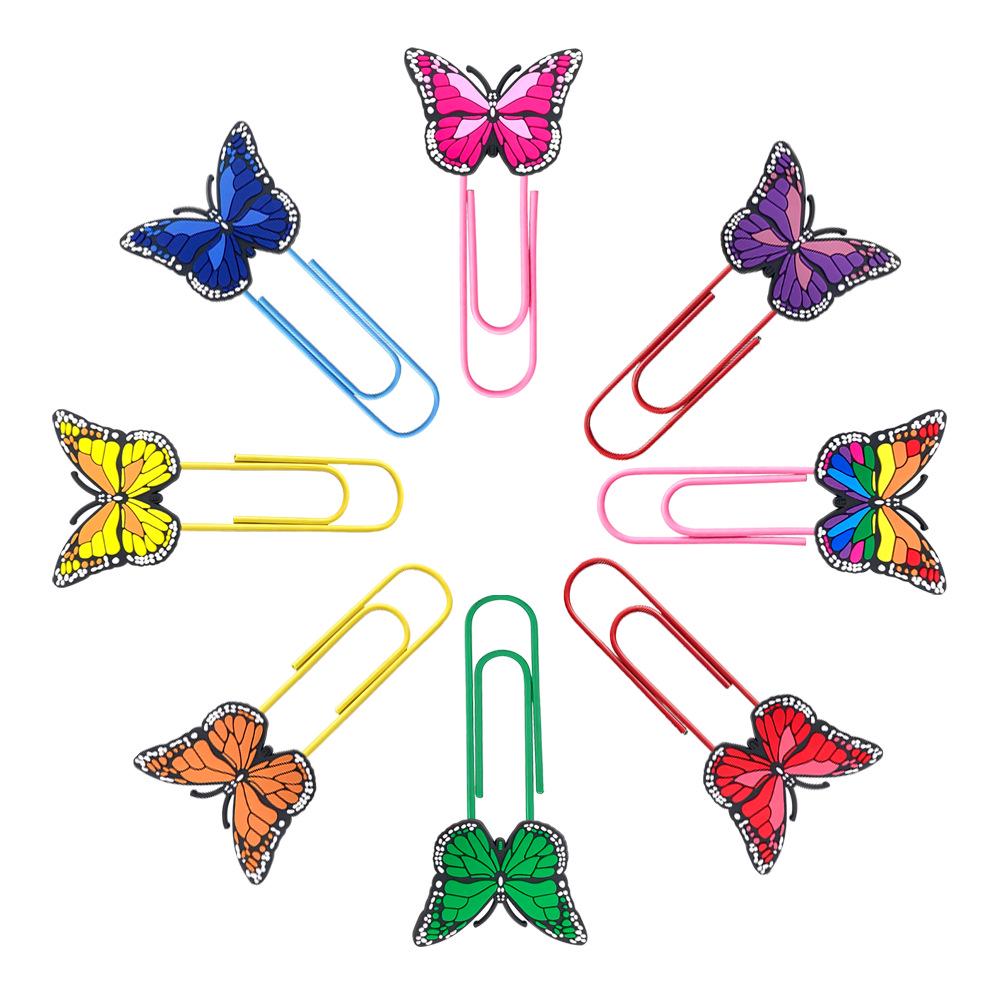 Creative Cute Butterfly U-Shaped Paperclip Bookmark - PVC Cartoon Office Supplies