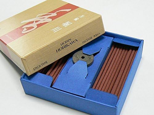 Meiko Horin Shoyeido Räucherstäbchen, Horin Horikawa ST Wertpackung mit 80 Stäbchen und einfachem Räucherstäbchenhalter #210224