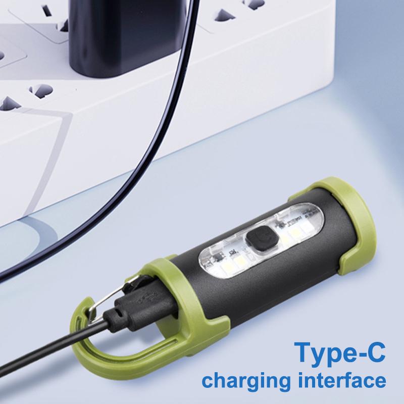 Keychain Flashlight Multifunctional Mini Rechargeable Portable Light with Hook for Outdoor EDC