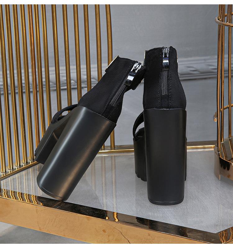 Spring Summer 14CM New High Super High Heel Sandals T-table Thick Heel Waterproof Table Sandals ZYW-651-6