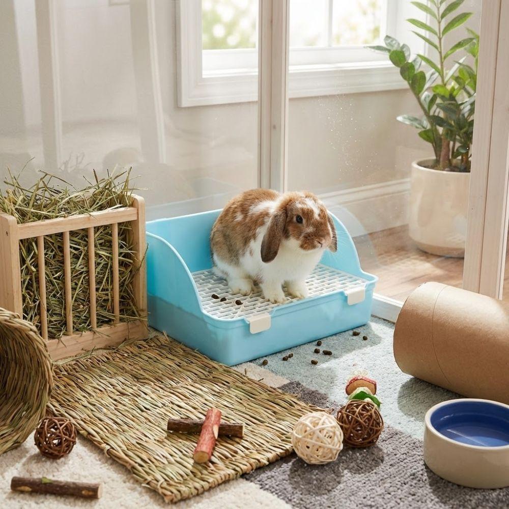 Splash-Proof Animal Potty Trainer Rectangular Rabbit Training Toilet  Pet Supplies