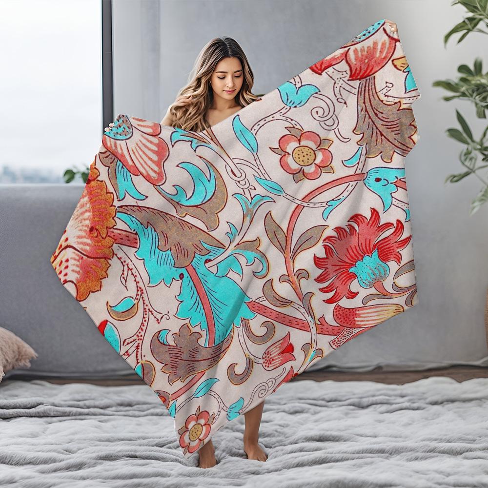 Floral paisley pattern Flannel printed blanket suitable for all seasons suitable for living room office sofa and travel